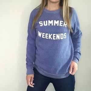 ALTERNATIVE Summer Weekends blue pullover sweatshirt size Small